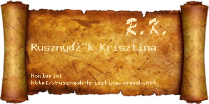 Rusznyák Krisztina névjegykártya